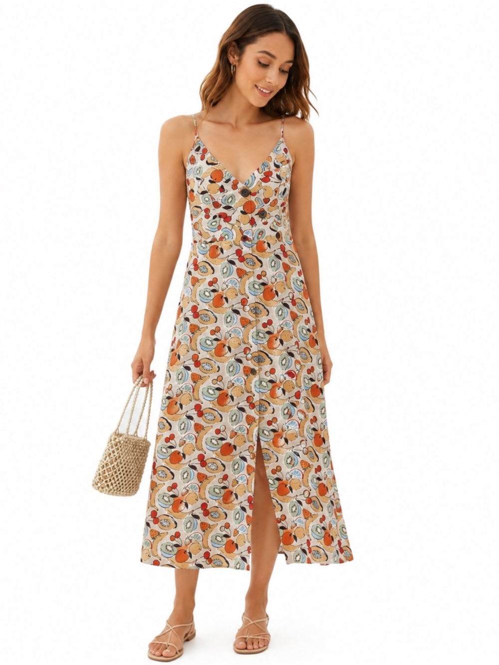 Urban Outfitters Cream Multi-Color Floral Midi Dress